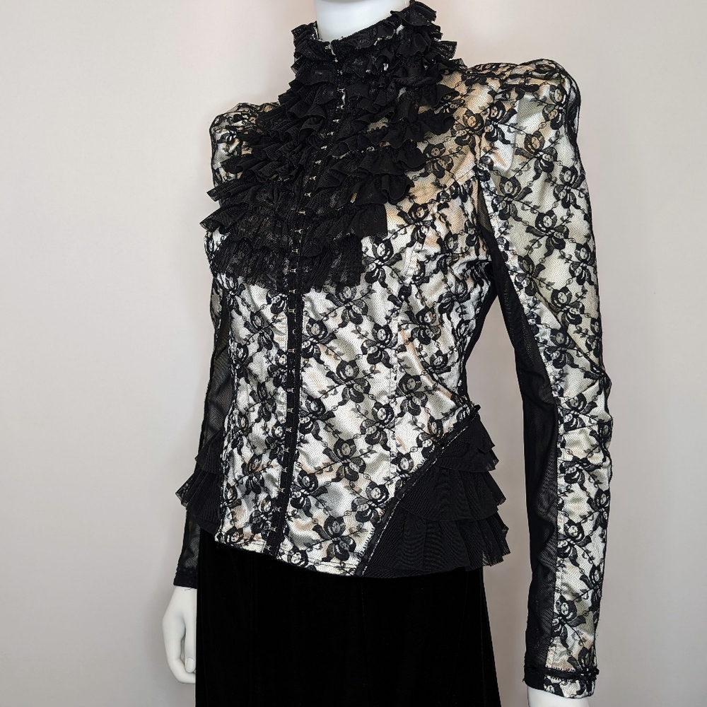 Lip Service Vintage Vaudeville Vamps Gothic Lolita Victorian Ivory Jacket Size M